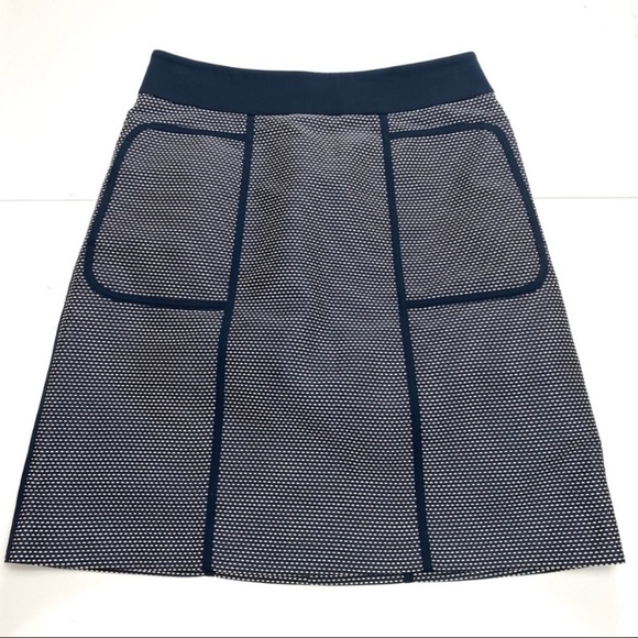 LAFAYETTE 148 New York Retro Tweed Micro Dots A-Line Skirt Navy Blue Size 6 - Picture 8 of 10